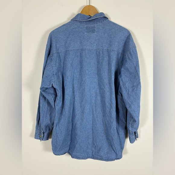 Vintage Let’s Quizz Again Denim Shirt Embroidered Christmas Cat Large - Picture 6 of 6